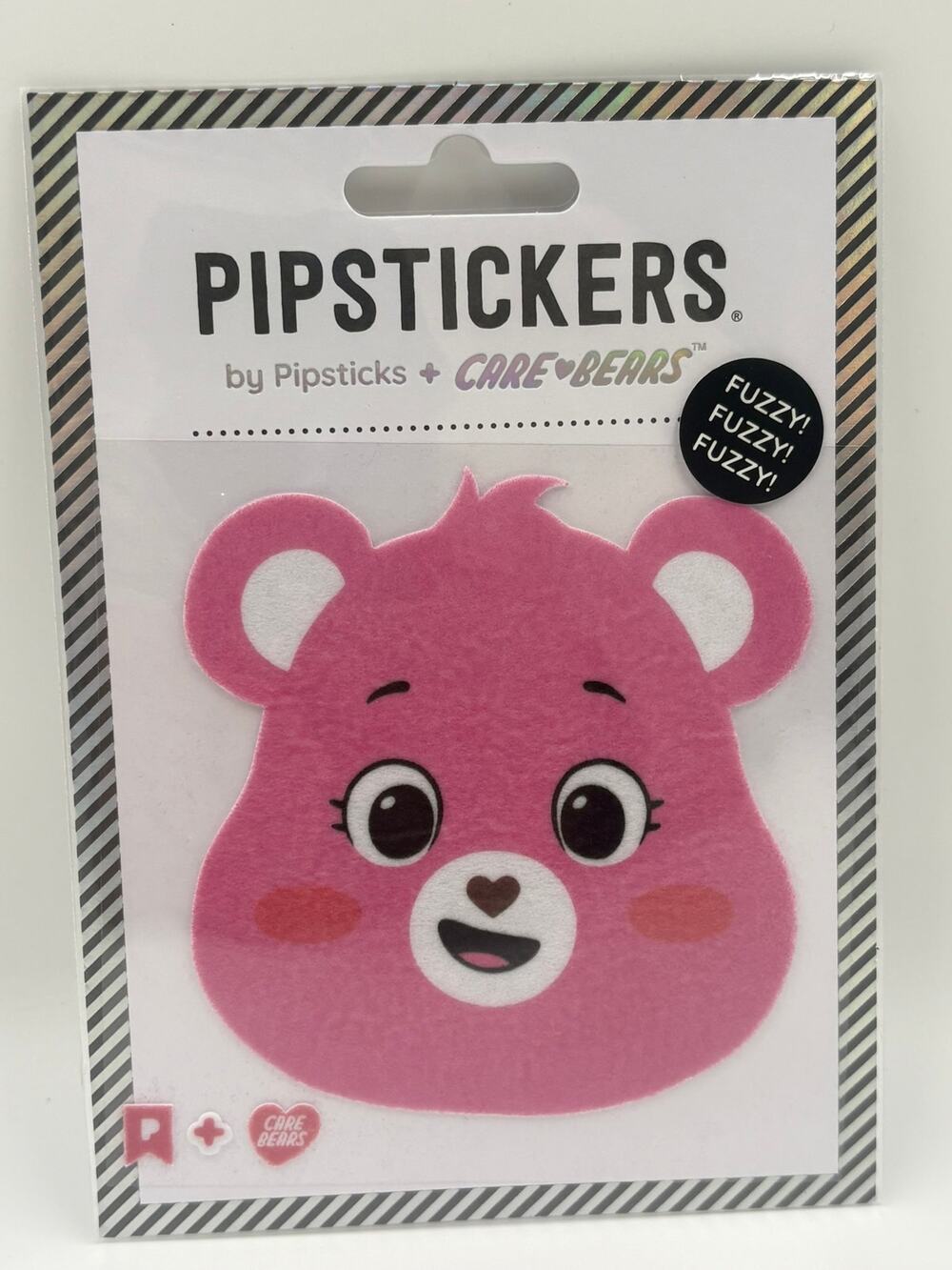Pipsticks Care Bears Cheer Bear Fuzzy Sticker Pink Collectible NEW